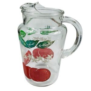 Vintage Tomato Juice Clear Glass Pitcher MCM